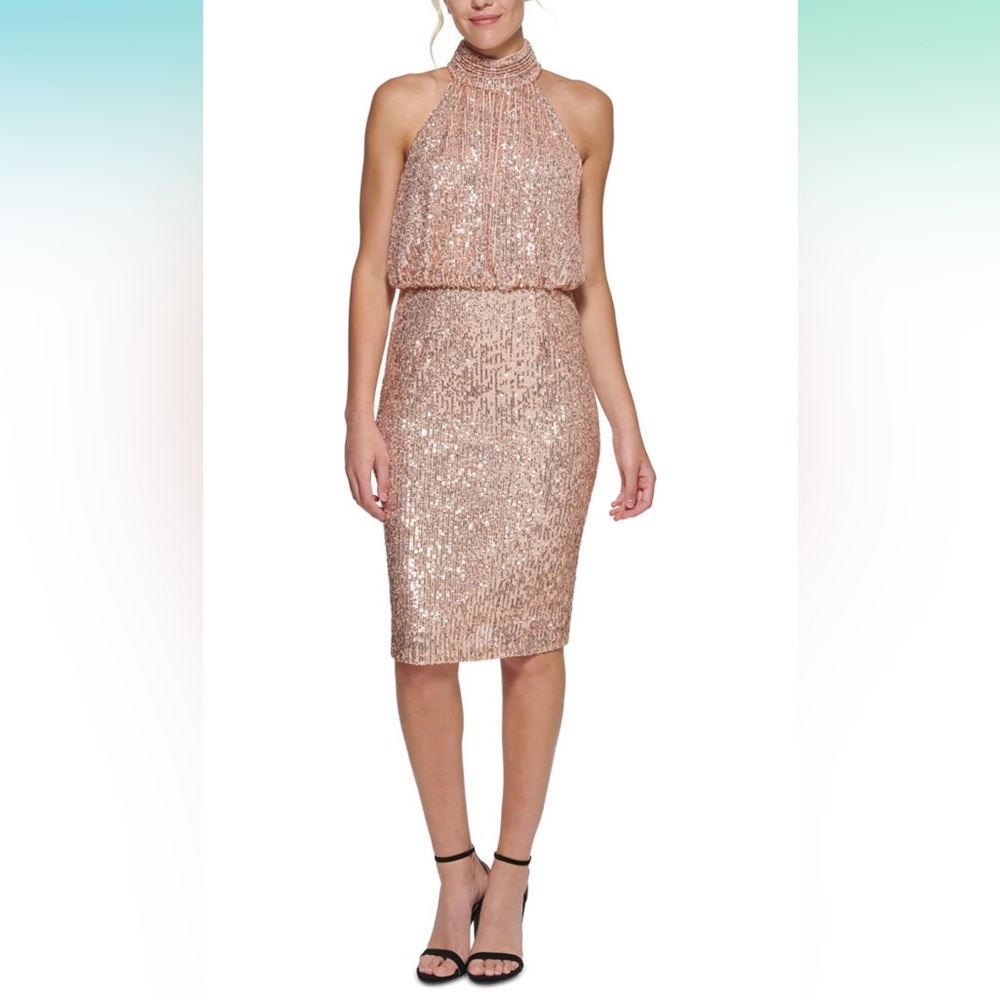 Eliza J Sleeveless Mock Neck Cocktail Dress